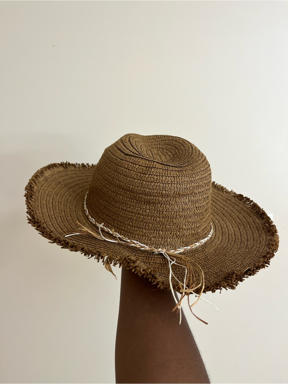 SHEIN Brown Braided Trim Straw Sun Hat